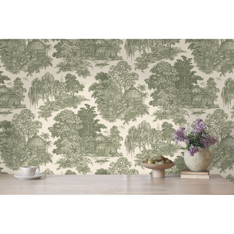 Osterley Toile Non-Pasted Wallpaper, Green