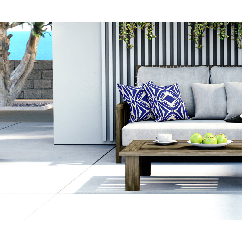 Jeté carré en polyester intérieur / extérieur, L 15 po x H 15 po, Bleu marine