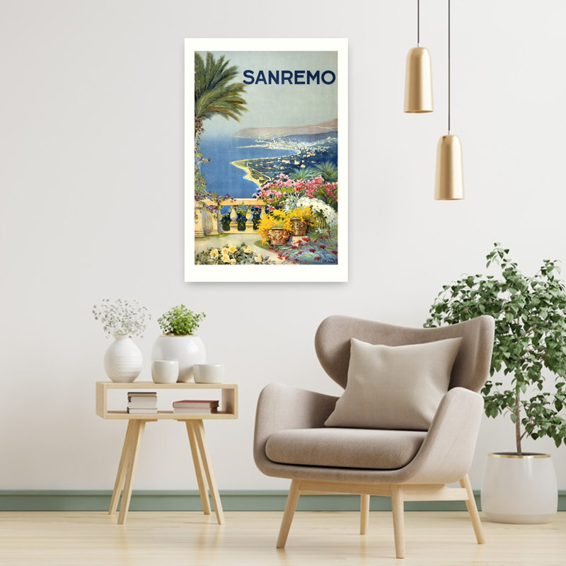 Sanremo : Alicandri Roma Affiche murale rétro vintage représentant un paysage côtier, H 36 po x l 24 po