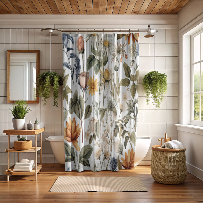 Rideau de douche 1 pièce Heritage Bloom Art, H 74 po x l 71 po