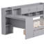 Lit de jour simple avec 3 armoires de rangement et 2 tiroirs, structure de lit de jour en L en bois avec bureau d'étude et bibliothèque intégrée, lit multifonctionnel pour chambre d'amis, gris