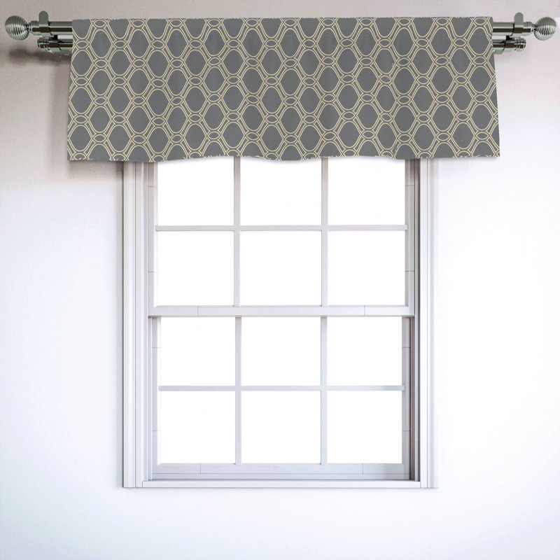Sateen Geometric Ruffled Window Valance