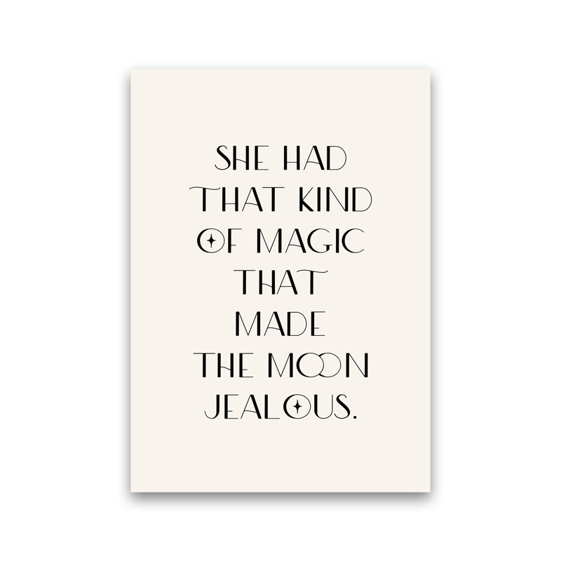 She Had That Kind Of Magic Black On Beige by Planeta444 - Print, 59cm H x 42cm W x 1cm D, No Framed