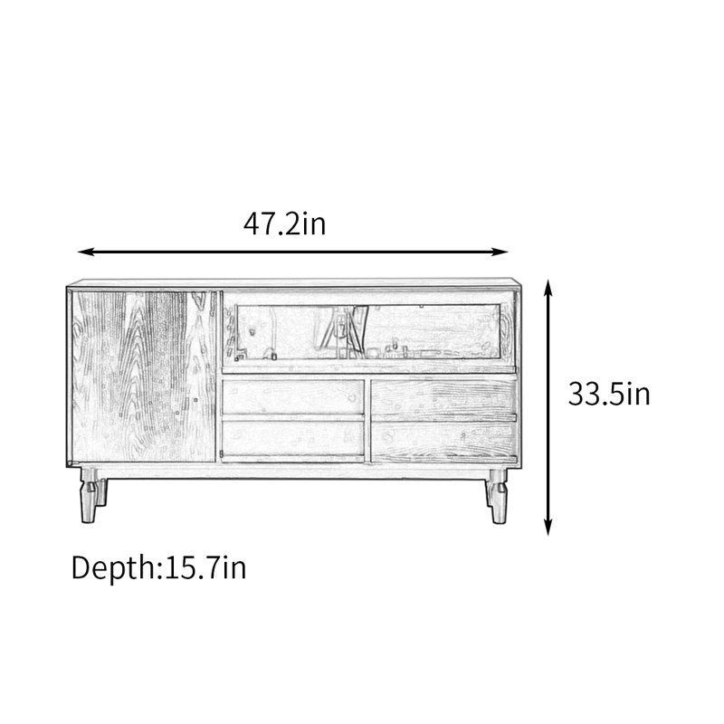 47in Multi-functional Sideboard cabinet, Brown