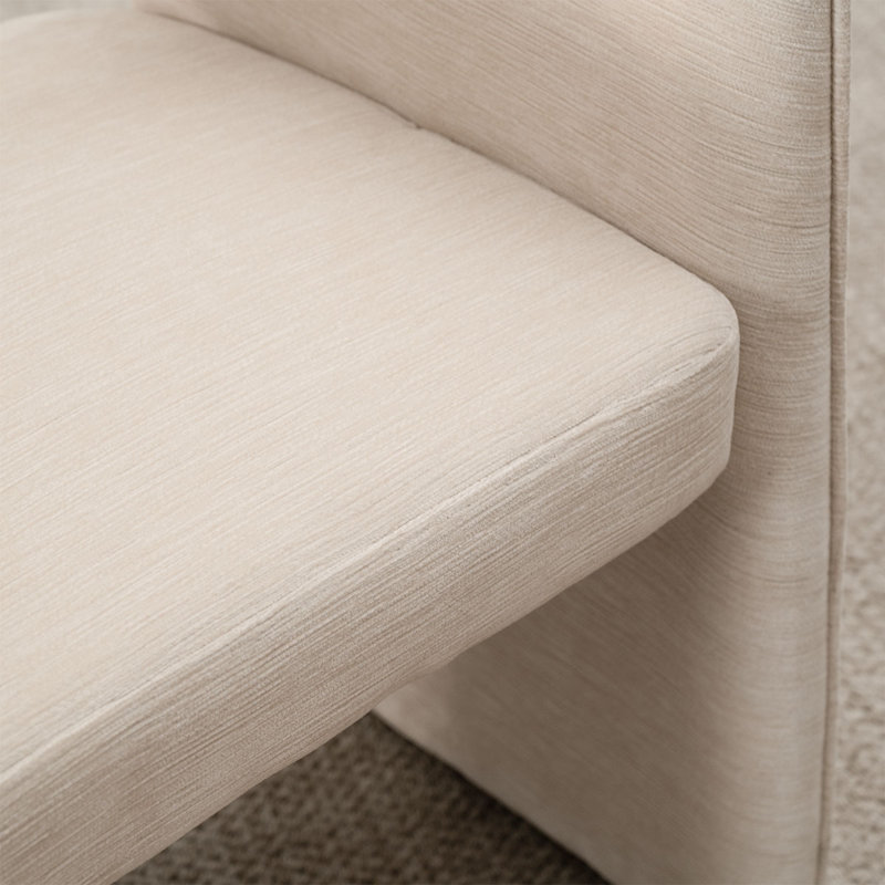 Ensemble de table de salle à manger extensible en placage de bois 72"–104" avec 6 fauteuils en chenille, Beige
