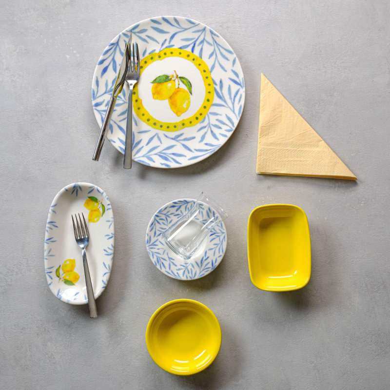 Elegant 26-Piece Breakfast Set, 100% Porcelain | Includes 6 Service Plates (9.8 in), 2 Small Platters (5.9 in), 2 Big Platters (7.5 in), 4 Mini Bowls, 6 Tea Cups & 6 Saucer | Microwave Safe, Perfect for Stylish Dining