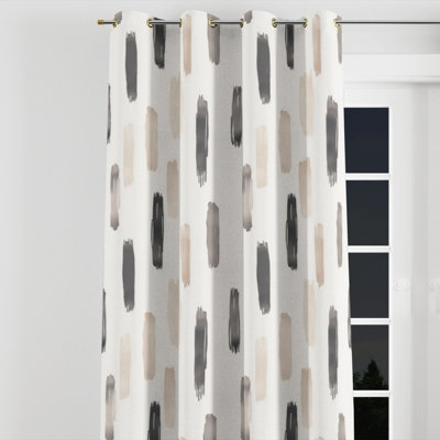 Modern Blackout Curtains - Abstract Bordy Velvet Grommet Curtain - 1 Panel