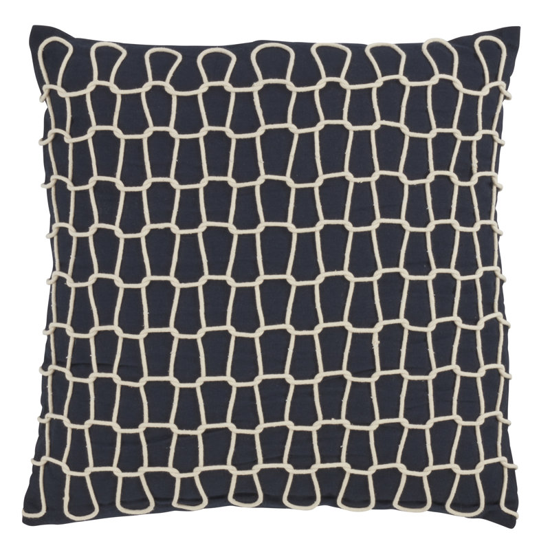 Corda Di Mare Collection Geometric Cotton Throw Pillow, Navy
