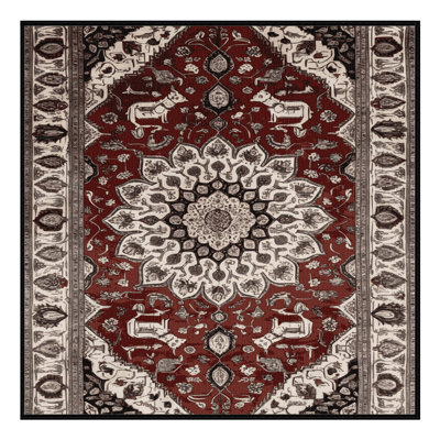 Tapis persan noir lavable à la machine