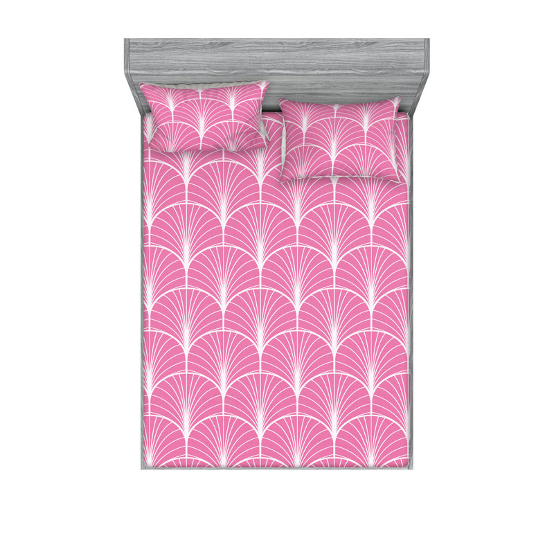  Ensemble de draps en microfibre Floral, Rose, Ensemble de draps pour lit double avec 2 taies d'o