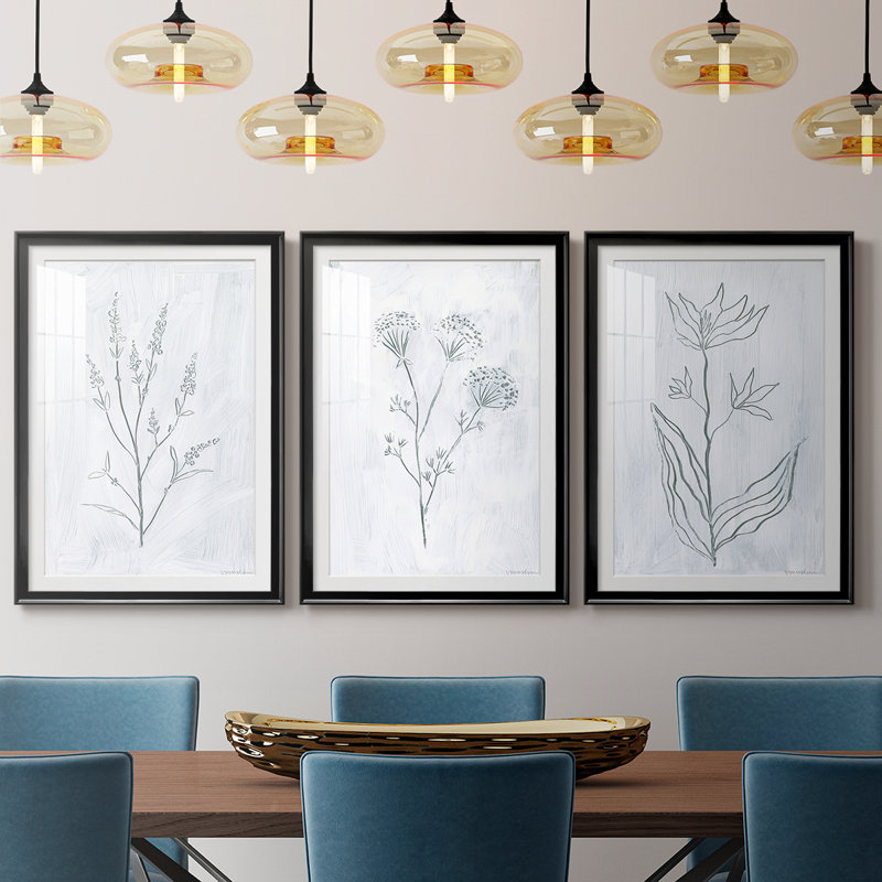Milkweeds I - Impression personnalisée de qualité supérieure avec cadre - 3 pièces, H 27 po x l 39 po, Noir