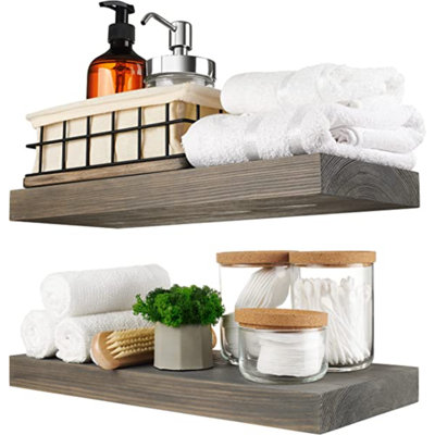 2 Piece Solid Wood Floating Shelf
