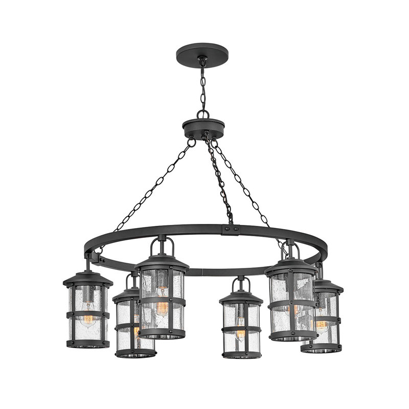 Lakehouse 12v Six-Light Outdoor Chandelier, Black