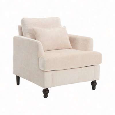 Wood Frame Armchair, Accent Chair Lounge Chair For Living Room,Tufted Club Chair, Arm Chairs With Studded, Solid Wood Frame, For Bedroom, Reading(Chenille)