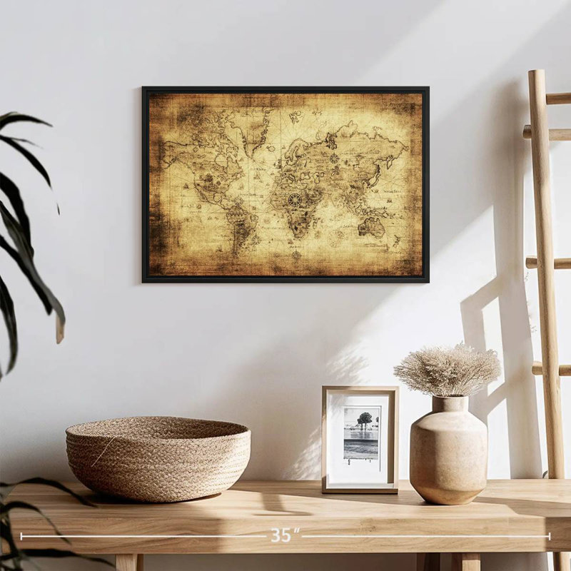 Carte du monde antique d'Aliaz, H 13 po x l 19 po