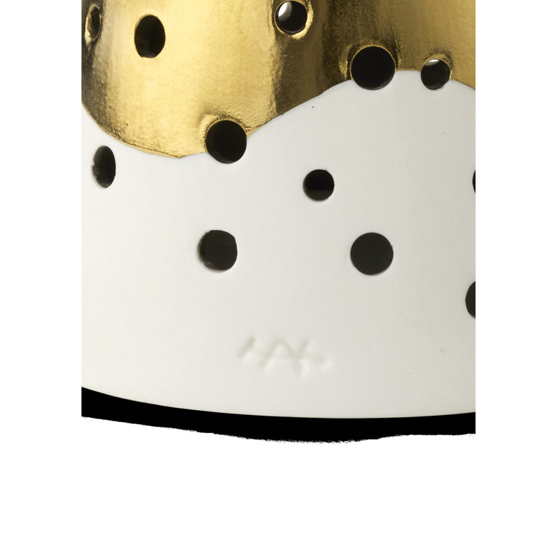 Nobili Lantern, 10" H x 4.1" W x 4.1" D, Satin Gold/White