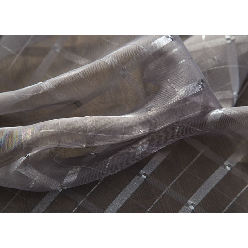 Panneau de rideau transparent à œillets avec motif écossais Jardine, Anthracite