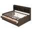 Lit capitaine pleine grandeur en bois avec tablettes à accumulation intégrées, trois tiroirs de rangement et un lit gigogne, bibliothèques gris antique, tiroirs, lit gigogne gris-1956208098-1956208099