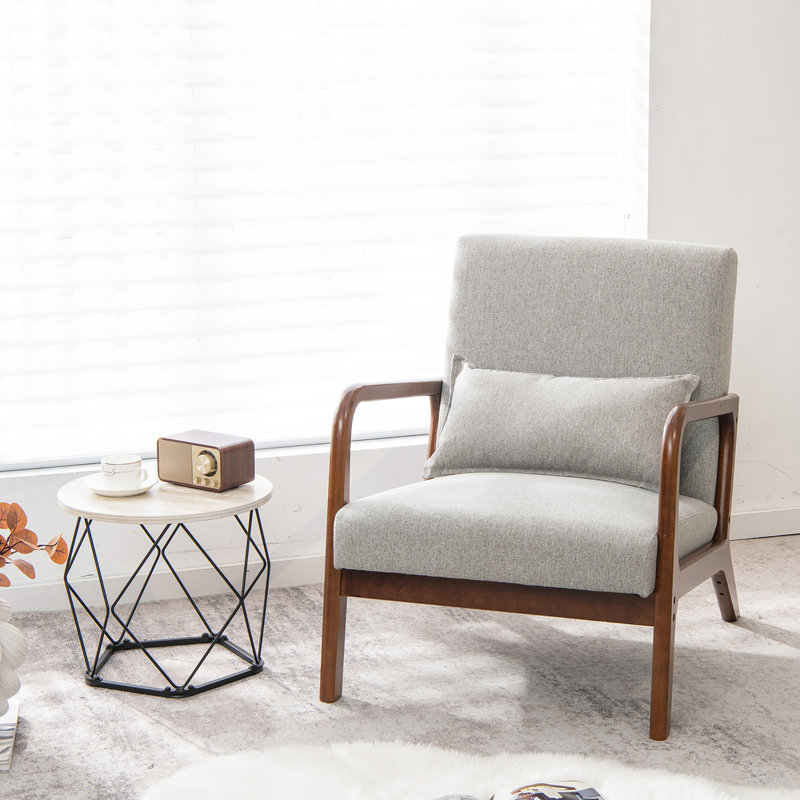 Bertraud Upholstered Armchair, Gray Polyester