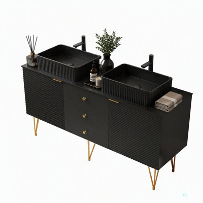 Armoire autoportante en contreplaqué 60 po avec 3 tiroirs et 2 portes