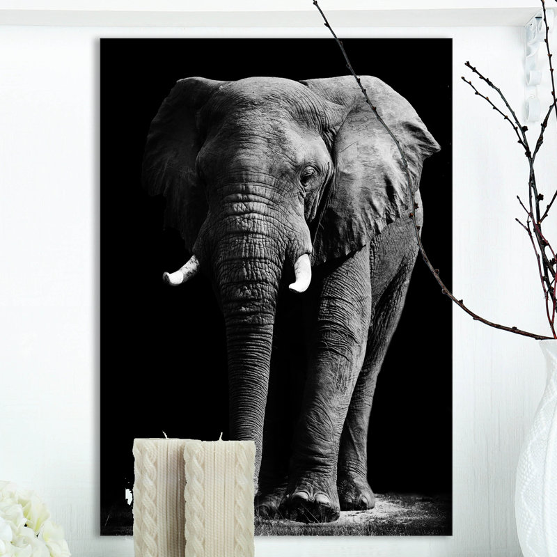 «African Elephant in Black Artwork», reproduction d'impression, H 20 po x l 12 po x P 1po
