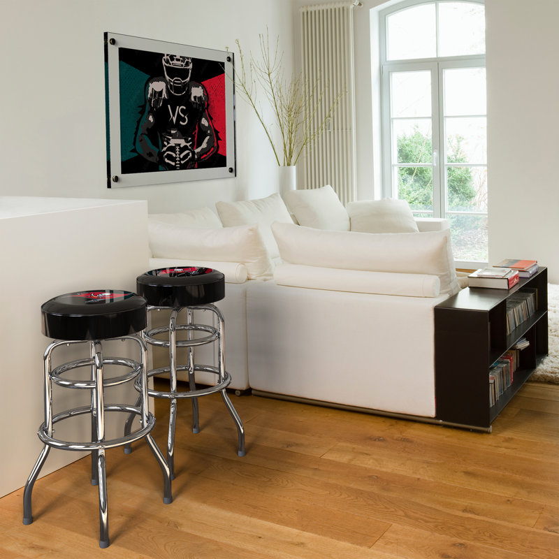Commercial Grade Chrome Swivel Bar Stool with Vibrant Team Colors  , Tampa Bay Buccaneers