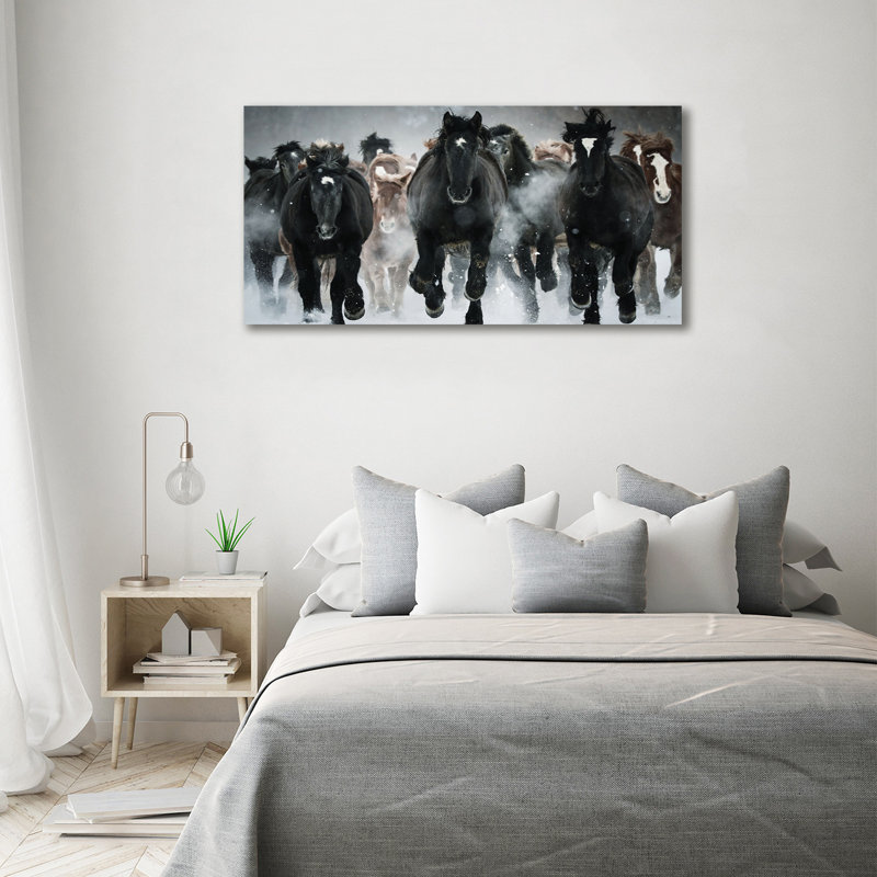Horses In A Gallop - No Frame Print on Canvas, 70cm H x 140cm W x 2cm D, Canvas
