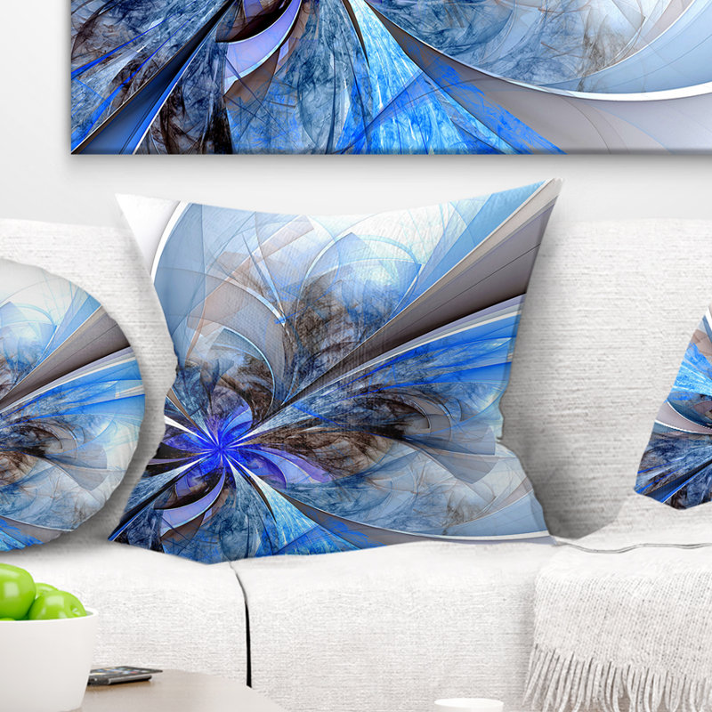 Coussin décoratif floral symétrique à grande fleur, 16 po x 1 po, Coussin décoratif