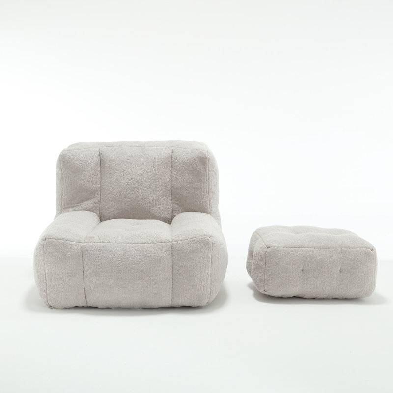 Fluffy Bean Bag Chair, Light Gray Velvet