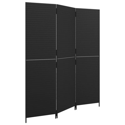  Room Divider 5 Panels Gray Poly Rattan