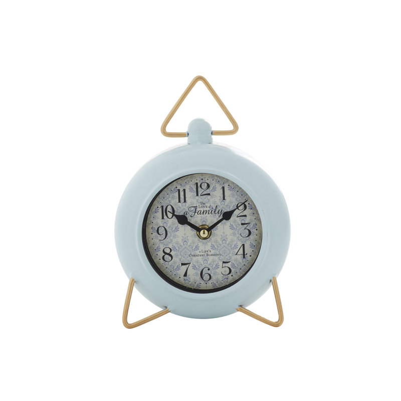 Horloge de table analogique en métal mécanique, Bleu