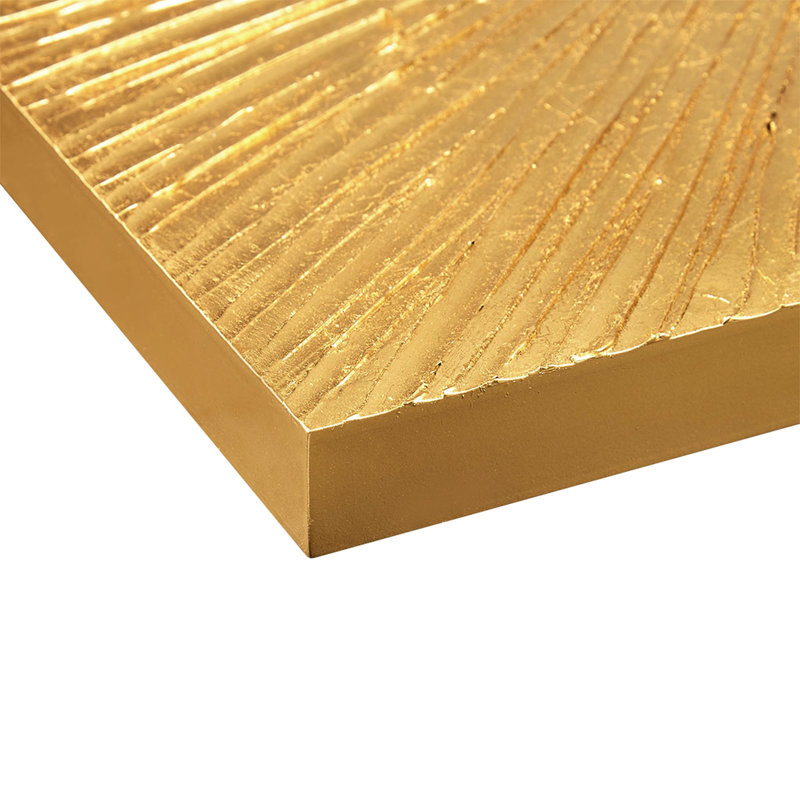 Hand Painted Resin Wall Art - Gold Abstract Burst 30"W 30"H 1.25"D Decor, Gold