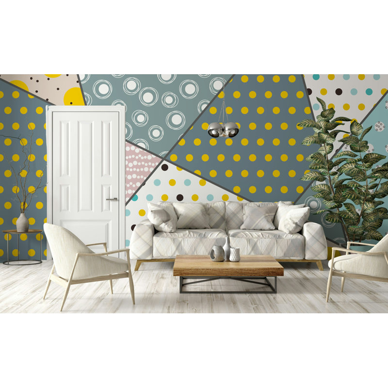 Papier peint amovible géométrique à formes trapézoïdales et triangulaires, L 105,96 po x l 187 po