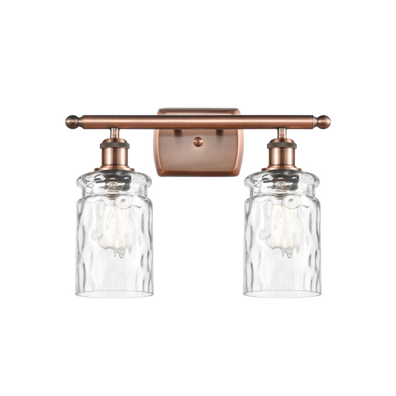 Éclairage de salle de bain à intensité variable 2 lumières Barner, Verre limpide, Cuivre antique
