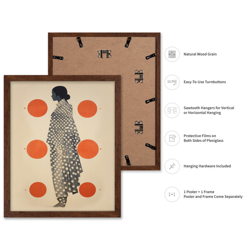 Silhouette féminine n ° 2, Poster, 16"H x 20"W, Brown Framed