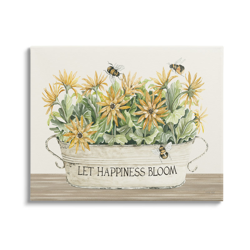 Happiness Bloom, insecte, abeille, Toile, H 30 po x l 40 po x P 1,5 po