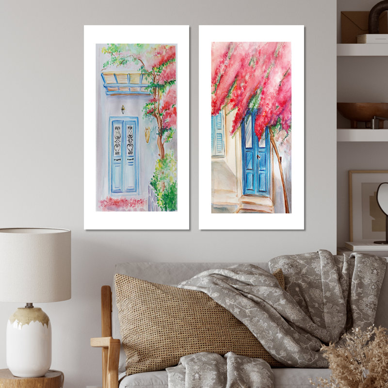 Illustration florale de porte - ensemble de 2 reproductions sur toile, Toile tendue, H 20 po x l 24 po x P 1 po