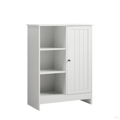 Bathroom Cabinet, Kitchen Freestanding Storage Rack, 23.62" X 11.81" X 31.5" Floor Storage Cabinet With 1 Cabinet, 3 Open Compartments, Adjustable She