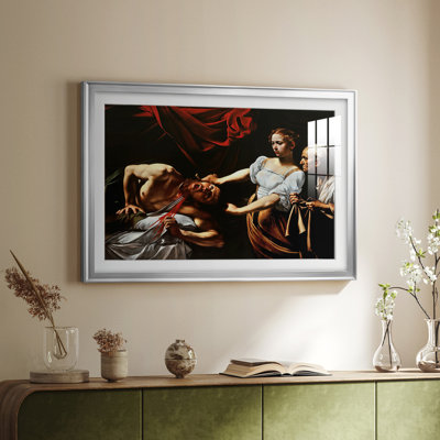 «Judith Beheading Holofernes-Caravaggio», reproduction encadrée avec passe-partout et verre 1599-1602