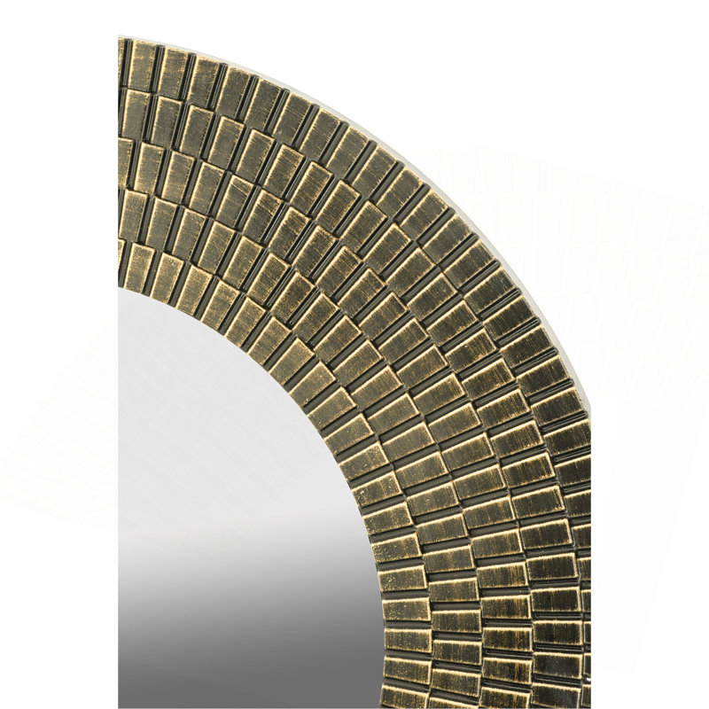 Miroir d'appoint rond doré et noir avec texture tissée