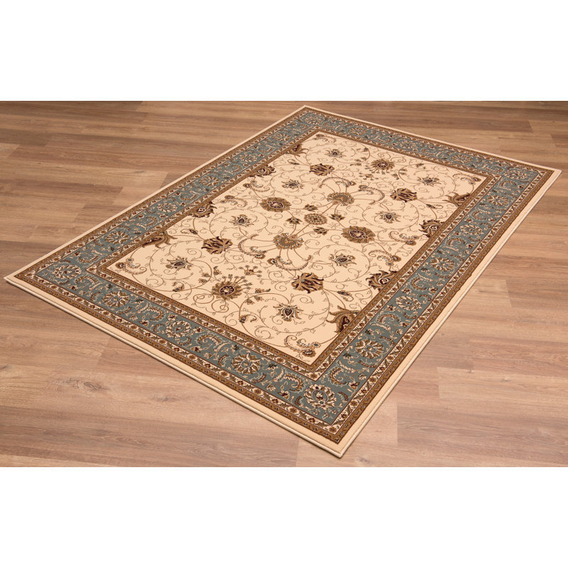 Rug Branch Yasmin 2' x 2' (2'3" x 2') Beige/Blue Persian Medallion Indoor Doormat Rug, Traditional, Low Pile, Stain-Resistant Entry Carpet - Front Door, Mudroom, Hallway and Kitchen