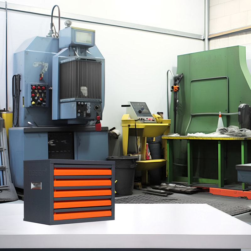 Distributeur de perceuse à 5 tiroirs, acier laminé à froid, empilable, facile à utiliser, armoire de rangement pour outils de garage, gris ciment, ABS et conception empilable, économie d'espace, garages