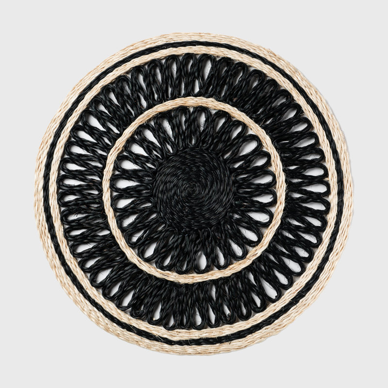 100% Abaca Round Placemats, Black