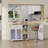 Kitchen Island with Storage on Wheels, Kitchen Cart Table Storage Cabinets, White-563806686