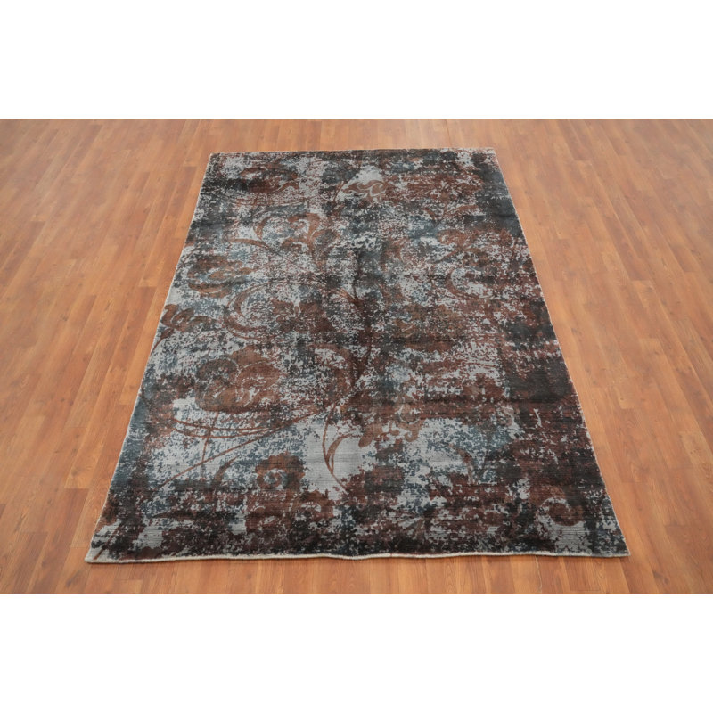 Tapis moderne abstrait fait à la main 5 x 8 po