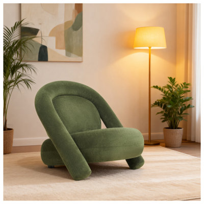 Fauteuil d'appoint en velours vert foncé avec pieds en bois de bouleau, sans accoudoirs, idéal pour le salon, le bureau ou le bureau.
