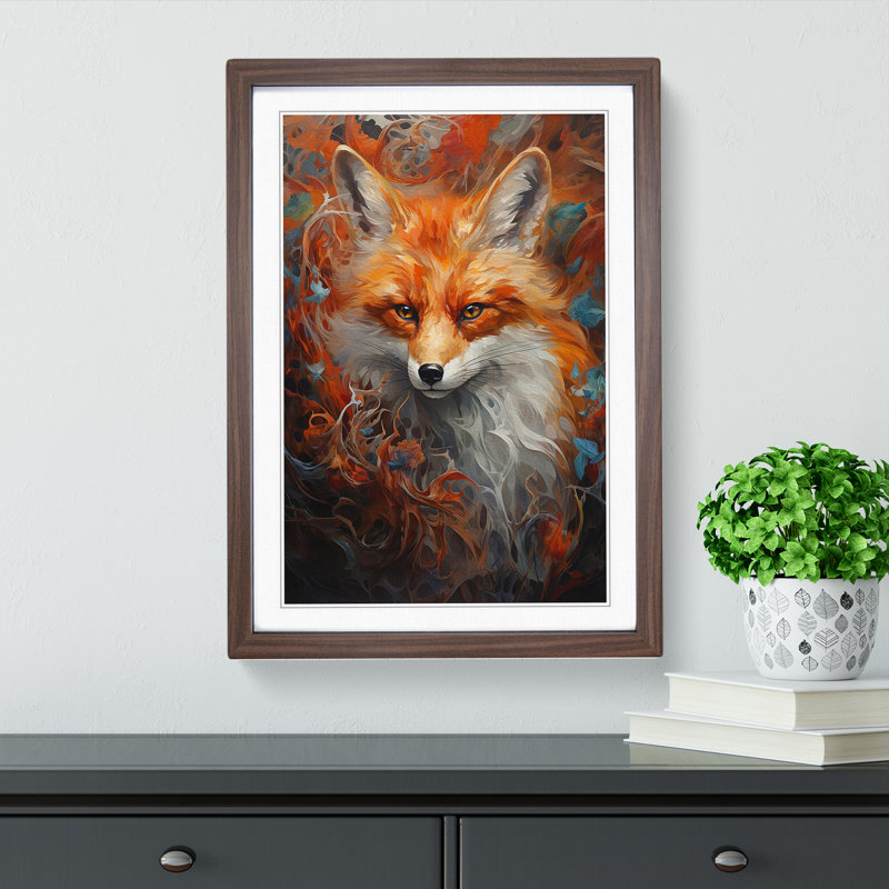 Single Picture Frame Print on Wood, 64cm H x 46cm W, Walnut Framed