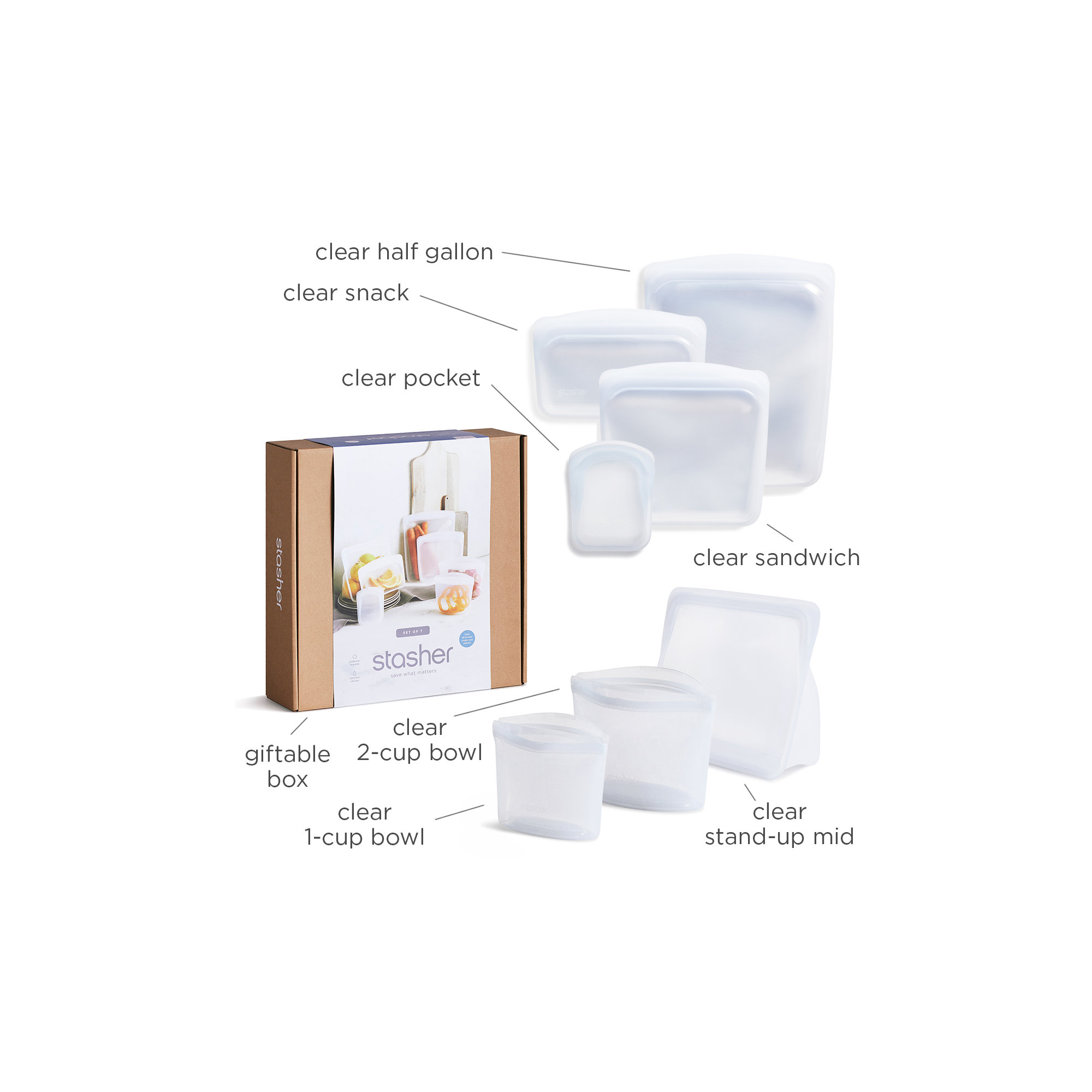 Variety Gift Box, 7 Bags, Clear