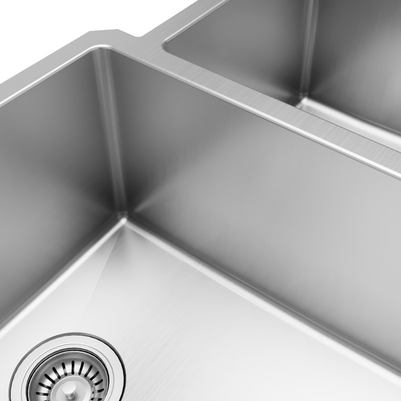 Karran 16-Gauge Stainless Steel 33'' X 22'' 60/40 Double Bowl Undermount Kitchen Sink Kit