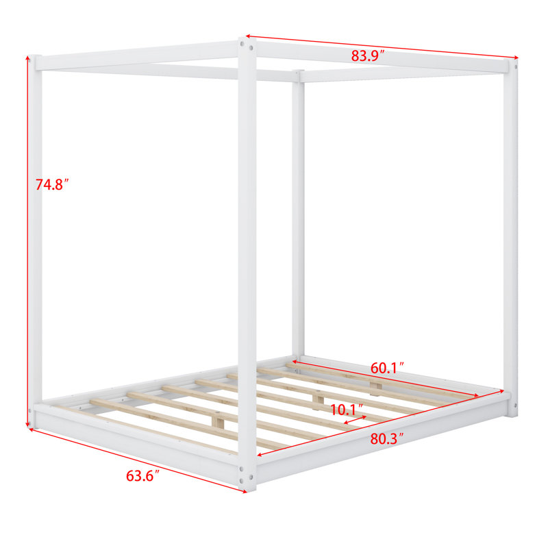 Abdulaziz Canopy Bed, Queen, White